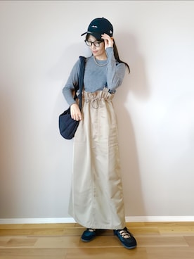 「notch.（ノッチ）の【 notch. by KR 】サス付きハイウェストスカート 2（ジャンパースカート）」を使った、ｐａｎａさん（レディース・162cm）の夏コーディネート
