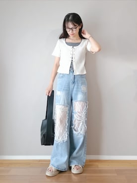 「アイテム（ショルダーバッグ）」を使った、ｐａｎａさん（レディース・162cm）の夏コーディネート