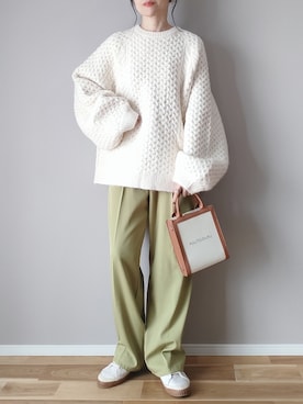 「select MOCA by son（セレクトモカバイソン）のアイテム（ニット/セーター）」を使った、ｐａｎａさん（レディース・162cm）の秋コーディネート