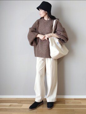 「select MOCA by son（セレクトモカバイソン）のアイテム（ニット/セーター）」を使った、ｐａｎａさん（レディース・162cm）の秋コーディネート