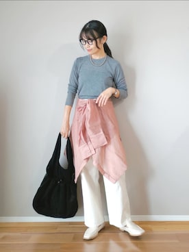 「アイテム（トートバッグ）」を使った、ｐａｎａさん（レディース・162cm）の秋コーディネート