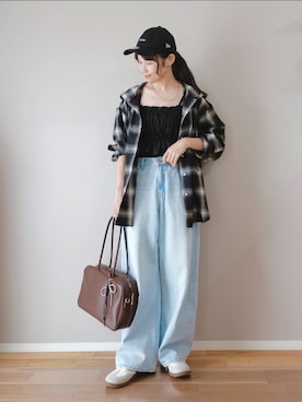 「アイテム（ボストンバッグ）」を使った、ｐａｎａさん（レディース・162cm）の夏コーディネート