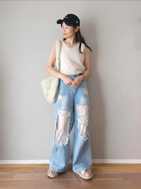 「アイテム（ベスト）」を使った、ｐａｎａさん（レディース・162cm）の夏コーディネート