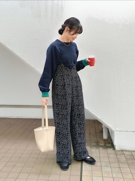「アイテム（サロペット/オーバーオール）」を使った、ｐａｎａさん（レディース・162cm）の秋コーディネート