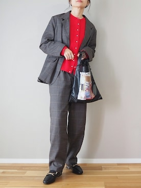 「VACANCY（ヴァカンシー）の【Akari Kuramoto×VACANCY】コラボコラージュイラストマルチトート（トートバッグ）」を使った、ｐａｎａさん（レディース・162cm）の秋コーディネート