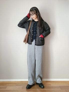 「アイテム（ノーカラージャケット）」を使った、ｐａｎａさん（レディース・162cm）の冬コーディネート