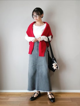 「アイテム（デニムスカート）」を使った、ｐａｎａさん（レディース・162cm）の秋コーディネート