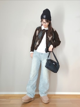 「アイテム（帽子）」を使った、ｐａｎａさん（レディース・162cm）の冬コーディネート