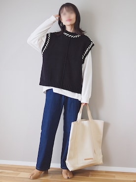 「ビッグトート」｜「アイテム（パンツ）」を使った、ｐａｎａさん（レディース・162cm）の秋コーディネート