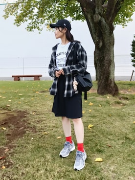 「アイテム（ソックス/靴下）」を使った、ｐａｎａさん（レディース・162cm）の秋コーディネート