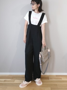 「トングサンダル」｜「アイテム（オールインワン・サロペット）」を使った、ｐａｎａさん（レディース・162cm）の夏コーディネート