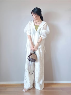 「アイテム（キャミソール、グリーン系）」を使った、ｐａｎａさん（レディース・162cm）の夏コーディネート
