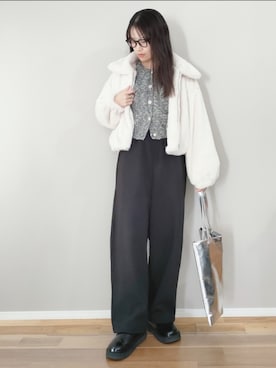 「ラメニット」｜「アイテム（ブルゾン）」を使った、ｐａｎａさん（レディース・162cm）の冬コーディネート