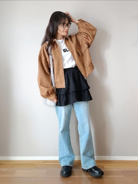 「アイテム（トートバッグ）」を使った、ｐａｎａさん（レディース・162cm）の秋コーディネート