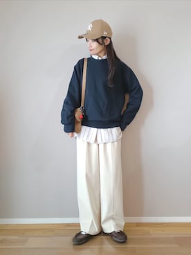 「NEW ERA（ニューエラ）のニューエラ ベースボールキャップ 帽子 MLB 9FORTY（キャップ、ベージュ系）」を使った、ｐａｎａさん（レディース・162cm）の春コーディネート