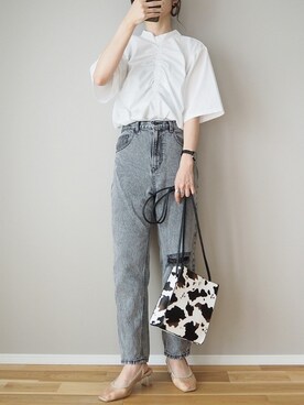 「EVOL（イーボル）の21SS春夏新作【EVOL】チュールクリアヒールパンプス IQ9517（パンプス）」を使った、ｐａｎａさん（レディース・162cm）の夏コーディネート