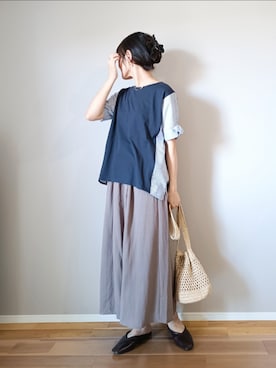 「ikka（イッカ）のアイテム（Tシャツ/カットソー）」を使った、ｐａｎａさん（レディース・162cm）の夏コーディネート