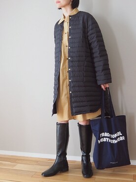 「Traditional Weatherwear」｜「アイテム（シャツワンピース）」を使った、ｐａｎａさん（レディース・162cm）の冬コーディネート