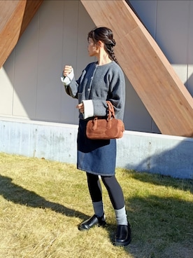 「アイテム（ボストンバッグ）」を使った、ｐａｎａさん（レディース・162cm）の冬コーディネート