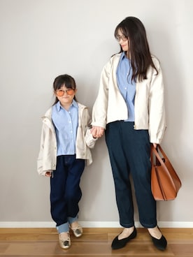 「ikka（イッカ）のドロストロングテールシャツ（シャツ/ブラウス、ブルー系）」を使った、ｐａｎａさん（レディース・162cm）の春コーディネート