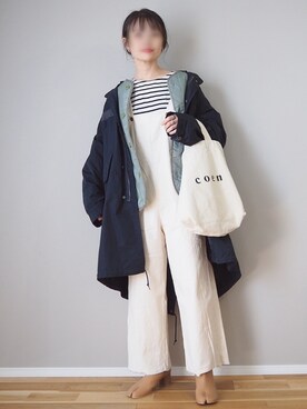 「M-65」｜「アイテム（オールインワン・サロペット）」を使った、ｐａｎａさん（レディース・162cm）の秋コーディネート