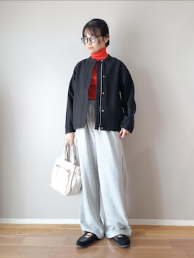 「アイテム（ノーカラージャケット）」を使った、ｐａｎａさん（レディース・162cm）の秋コーディネート