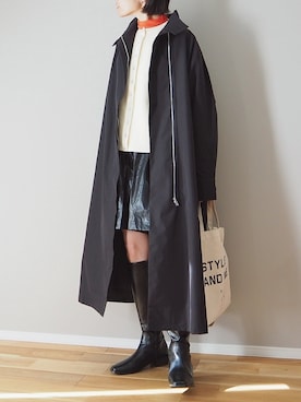 「ニットカーディガン」｜「アイテム（トレンチコート）」を使った、ｐａｎａさん（レディース・162cm）の冬コーディネート