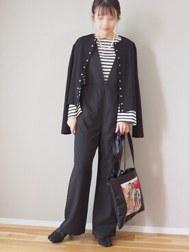 「VACANCY（ヴァカンシー）の【Akari Kuramoto×VACANCY】コラボコラージュイラストマルチトート（トートバッグ）」を使った、ｐａｎａさん（レディース・162cm）の秋コーディネート