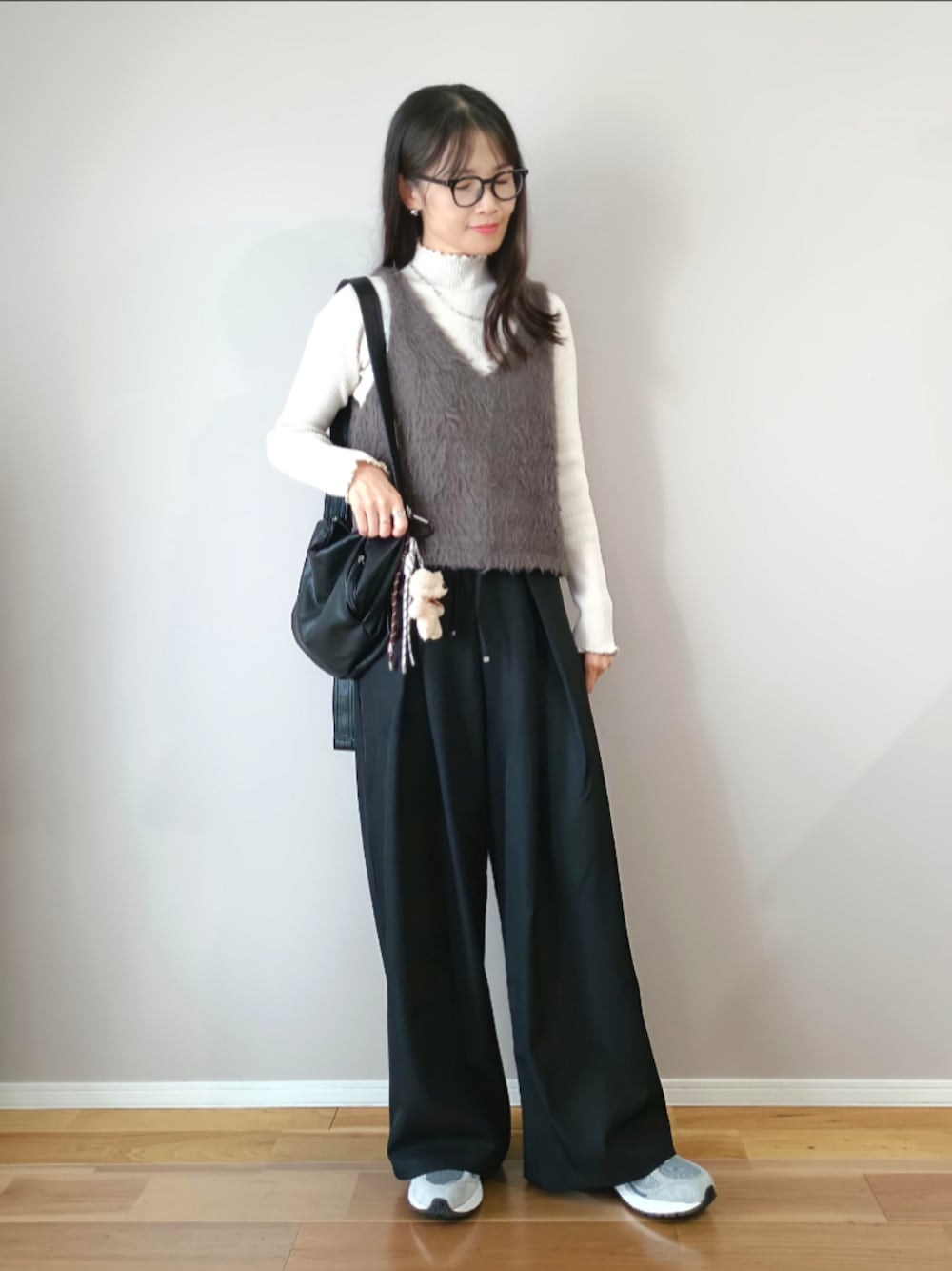 utilité グレー ハイネックニットベスト titivate（ティティベイト） ベスト ジレ ハイネックルーズニット