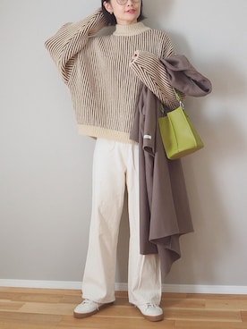 「ピスタチオ」｜「アイテム（チノパンツ）」を使った、ｐａｎａさん（レディース・162cm）の冬コーディネート