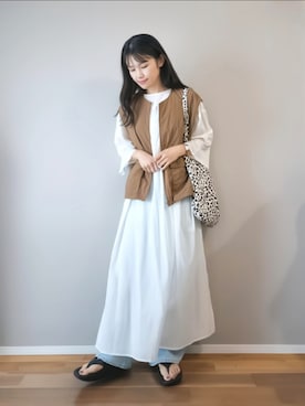 「アイテム（ワンピース/ドレス、ホワイト系）」を使った、ｐａｎａさん（レディース・162cm）の夏コーディネート