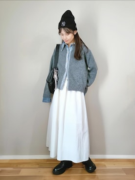 「アイテム（ニットキャップ/ビーニー）」を使った、ｐａｎａさん（レディース・162cm）の冬コーディネート