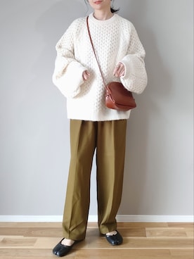 「select MOCA by son（セレクトモカバイソン）のアイテム（ニット/セーター）」を使った、ｐａｎａさん（レディース・162cm）の秋コーディネート