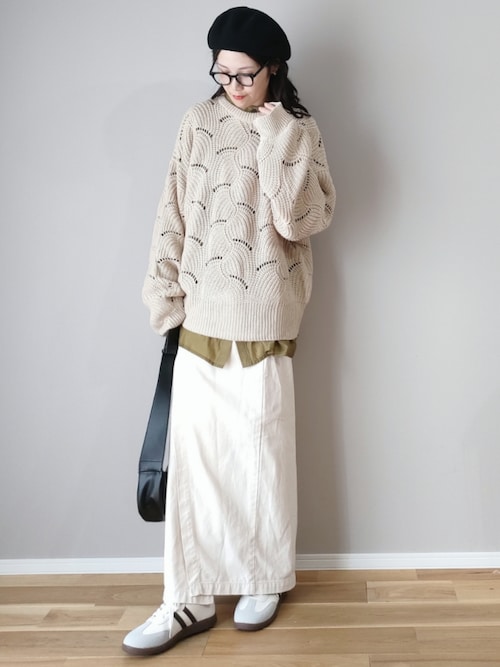 ニット セーター リーフモチーフボリュームニット レディース select MOCA ニット セーター リーフモチーフボリュームニット