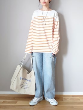 「florist（フローリスト）のアイテム（ピアス（両耳用））」を使った、ｐａｎａさん（レディース・162cm）の春コーディネート