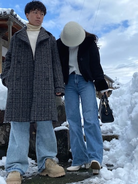 「Saint Laurent」｜「アイテム（チェスターコート）」を使った、T&Mさん（レディース・157cm）の冬コーディネート
