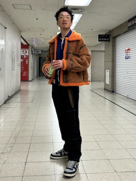 「アイテム（ムートンコート）」を使った、yosukeさん（メンズ・168cm）の冬コーディネート