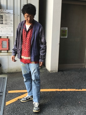 「ink（インク）のアイテム（ブルゾン）」を使った、yosukeさん（メンズ・168cm）の秋コーディネート