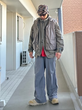 「アイテム（ジャケット/アウター、グレー系）」を使った、yosukeさん（メンズ・168cm）の冬コーディネート