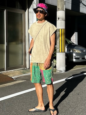 「アイテム（帽子）」を使った、yosukeさん（メンズ・168cm）の夏コーディネート