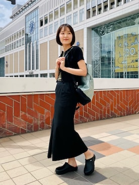「AIGLE（エーグル）のアイテム（レインシューズ）」を使った、伊藤　オデット エ オディール スタッフさん（レディース・164cm）の夏コーディネート