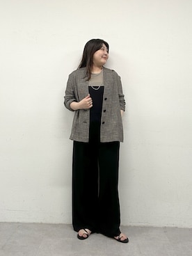 「Omekashi（オメカシ）のジョーゼットキャミサロペット（サロペット/オーバーオール、ブラック系）」を使った、hayataさん（レディース・164cm）の春コーディネート