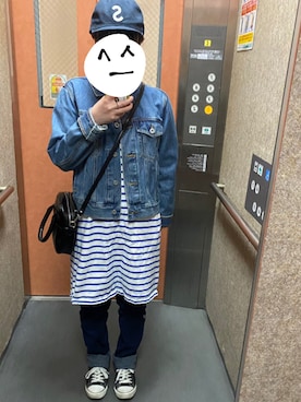 「はじめましてコーデ」｜「アイテム（デニムジャケット）」を使った、トマトジュースさん（レディース・152cm）の春コーディネート