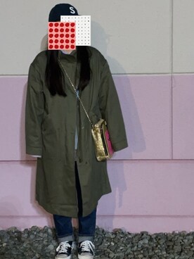 「GU（ジーユー）のアイテム（モッズコート）」を使った、トマトジュースさん（レディース・152cm）の春コーディネート