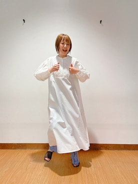 「袖ボリューム」｜「アイテム（シャツワンピース）」を使った、けいさん（レディース・163cm）の夏コーディネート