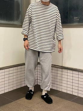 「orcival」｜「アイテム（スウェットパンツ）」を使った、ゆうたさん（メンズ・175cm）の春コーディネート