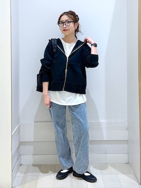 「アイテム（シュシュ）」を使った、アリマさん（レディース・158cm）の秋コーディネート