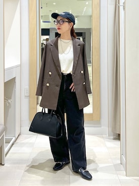 「GLOBAL WORK（グローバルワーク）のアイテム（テーラードジャケット）」を使った、アリマさん（レディース・158cm）の秋コーディネート