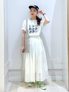 「アイテム（キャップ）」を使った、アリマさん（レディース・158cm・30代）の夏コーディネート