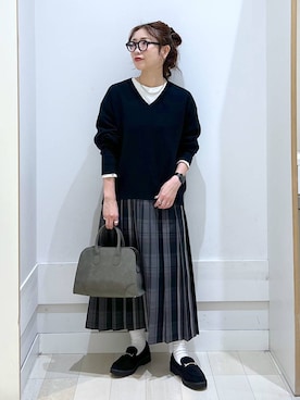 「アイテム（シュシュ）」を使った、アリマさん（レディース・158cm・30代）の秋コーディネート